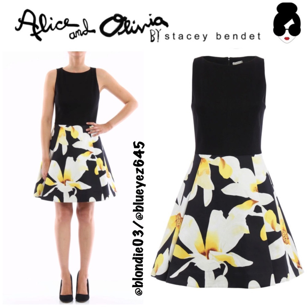 Alice + Olivia Kourtney box-pleated Combo dress 0